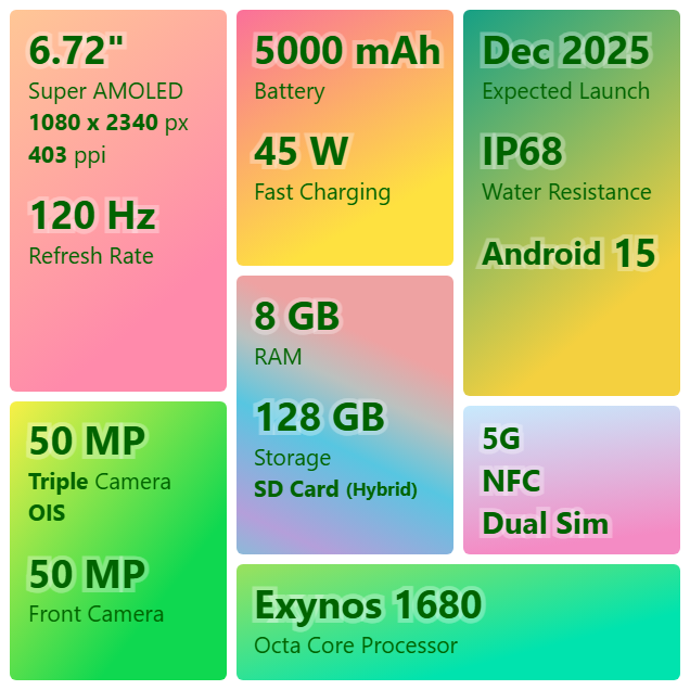Samsung Galaxy A57 6G Features