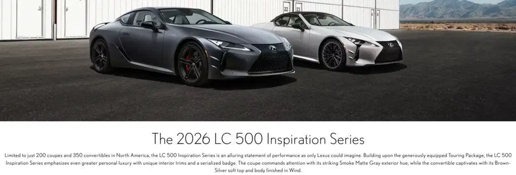 Lexus LC 500 2026 Luxury Coupe Features